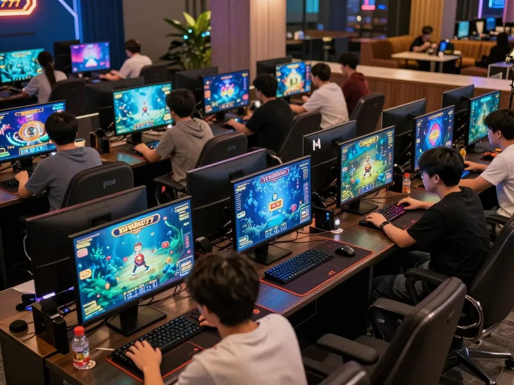 Players engaged in strategic gameplay of Xu Vàng 777 in a vibrant online casino setting