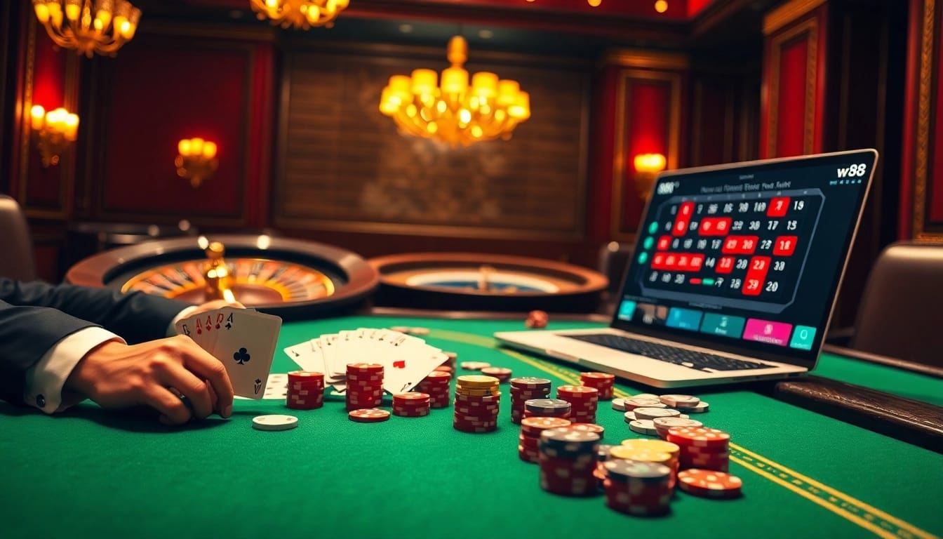 Experience thrilling gambling action with link to w88 in a vibrant casino setting.