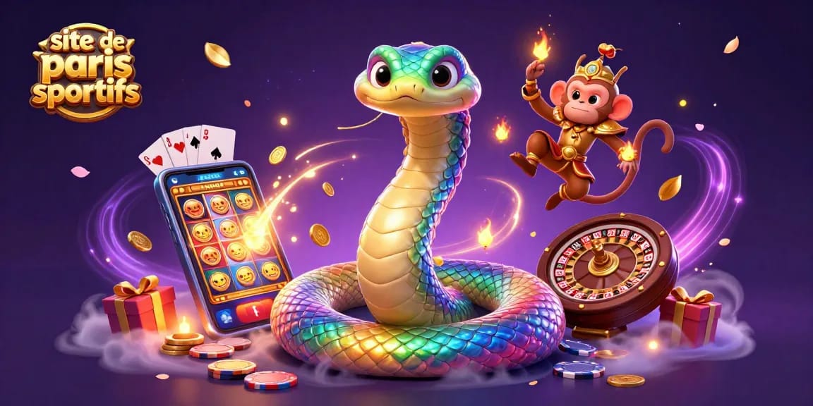 Faites des paris sportifs sur ce site de paris sportifs captivant avec un serpent magique et une ambiance festive.