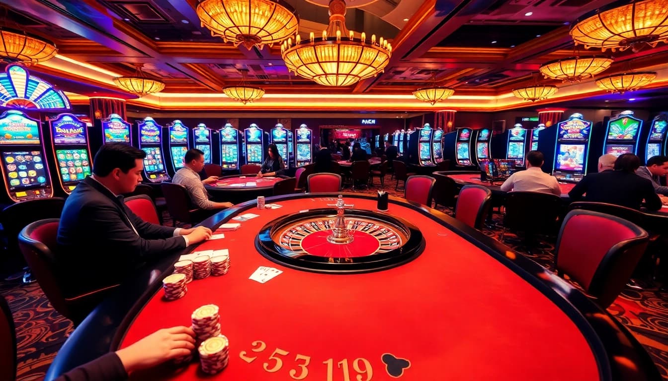 Players enjoying a vibrant casino atmosphere at https://rr888.in.net/ with lively tables and engaging games.