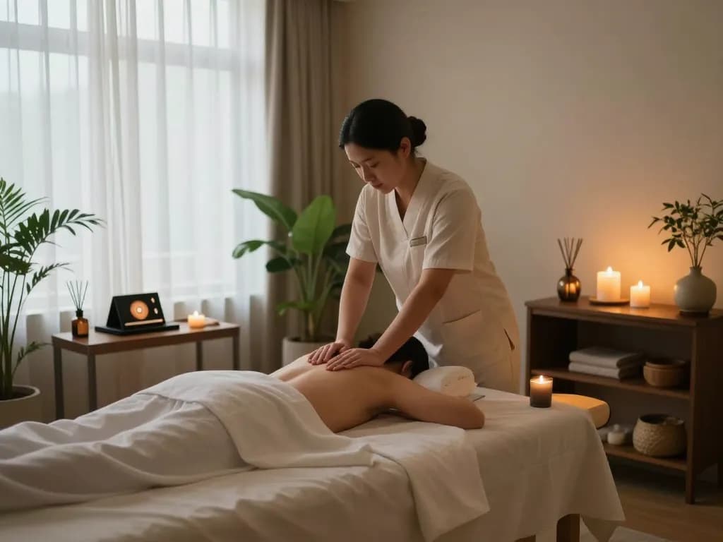 차분한 분위기와 숙련된 치료사가 있는 편안한 웰니스 스파에서의 치평동마사지 경험.