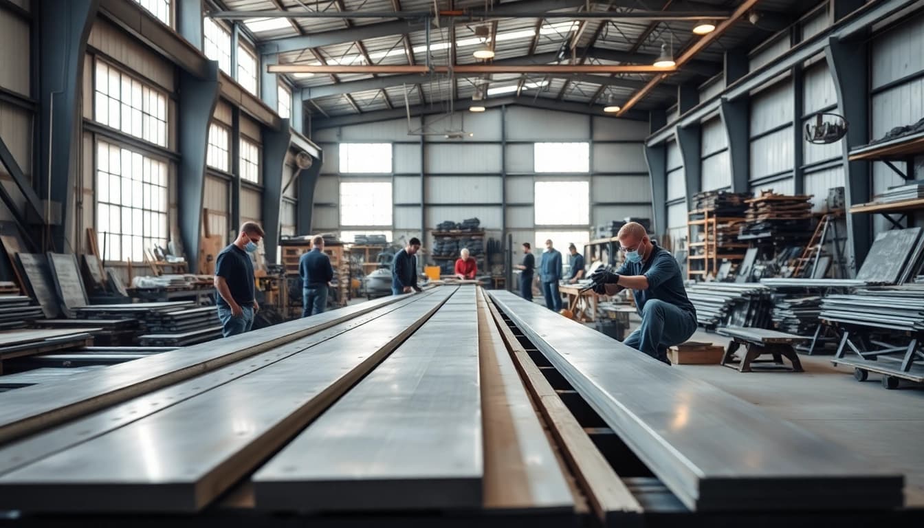 Creating custom steel fabrication products in a professional workshop with skilled craftsmen.