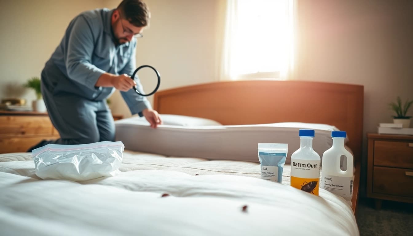 Inspecting a bed for affordable bed bug treatment through detailed examination.