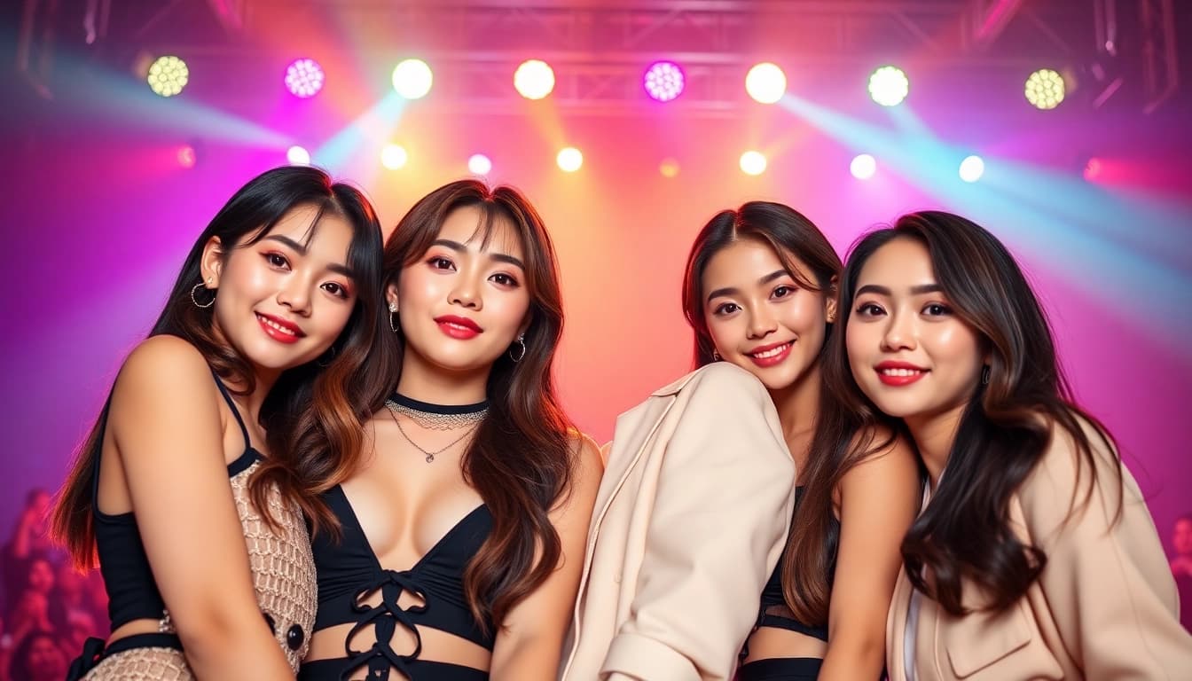 blackpink members Jisoo, Jennie, Rosé, and Lisa showcasing their charisma at a concert.