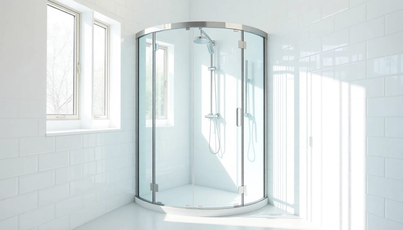 Erleben Sie die sonni Duschkabine in einem eleganten Badezimmer mit stylischem Design und hellen Farben.