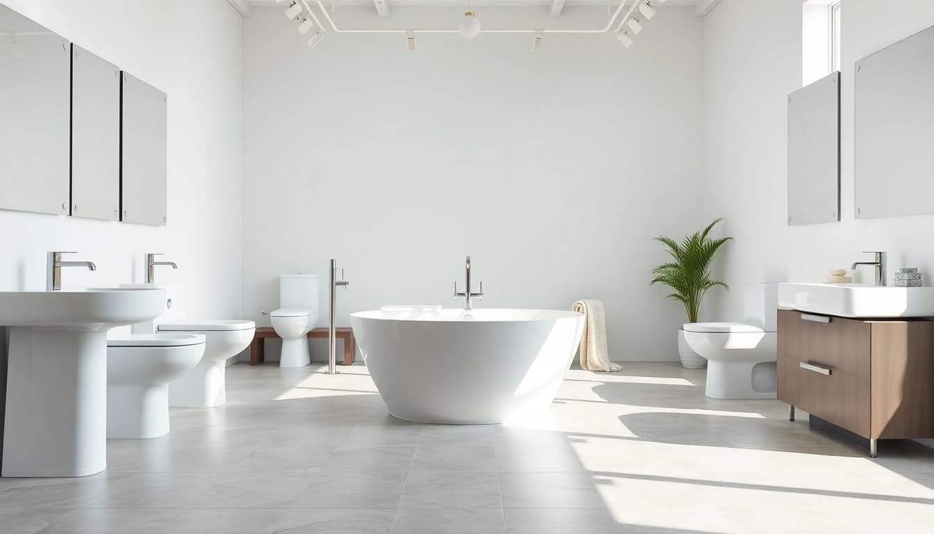 Entdecken Sie Produkte von sonni sanitär GmbH in einem modernen Badezimmer-Showroom.