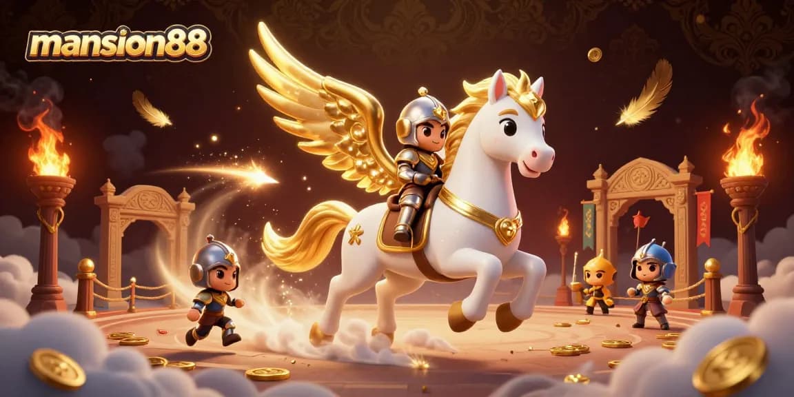 Experience thrilling action at mansion88 with a celestial knight and lively gaming elements.