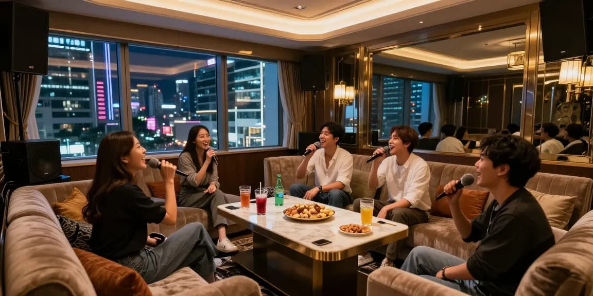 강남가라오케 https://www.gangnammicroom.com에서 고급스러운 룸에서 친구들과 즐거운 시간을 보내는 모습