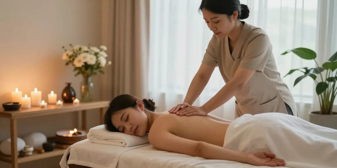 당진마사지 전문 마사지실에서 고객에게 편안한 마사지를 제공하는 모습