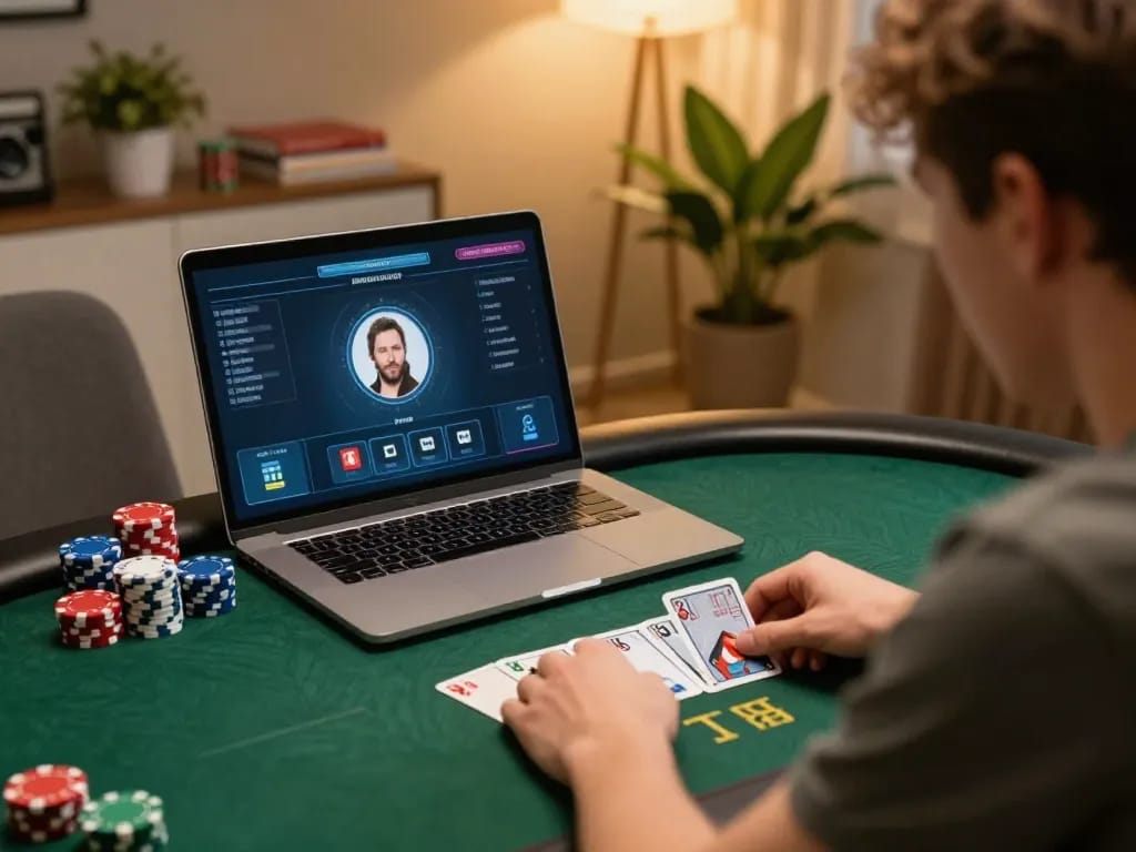 Players engaging in strategic online poker on 98win, showcasing virtual game interface with cards and chips