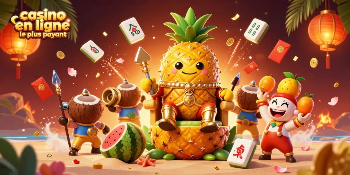 Jouez dans un casino en ligne le plus payant avec des personnages animés sur une plage ensoleillée.