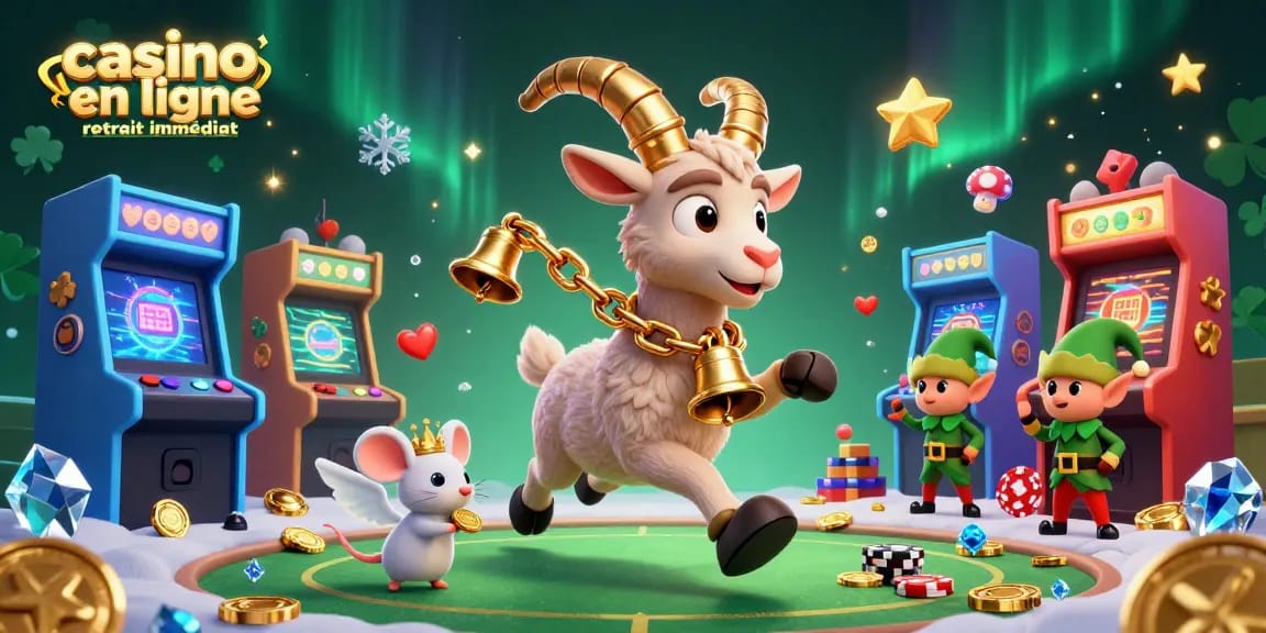 Vivez l'excitation du casino en ligne retrait immédiat avec cette scène animée de gremlins et Krampus.