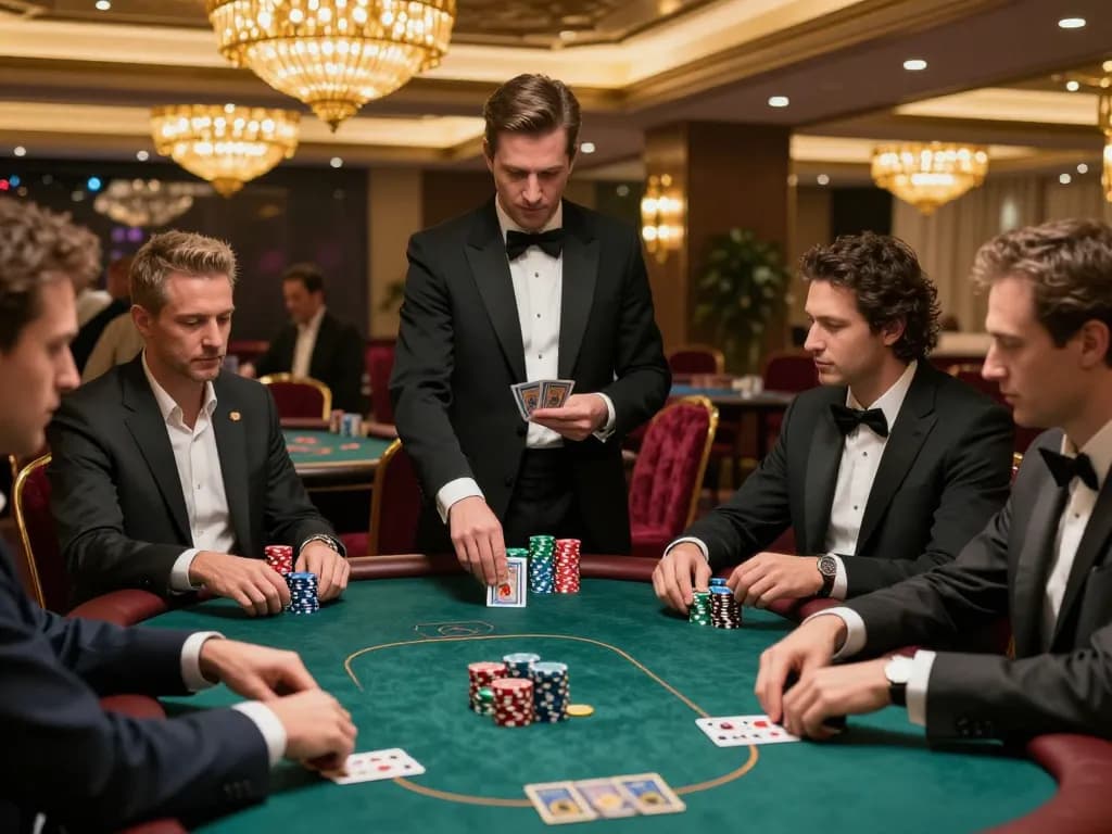 Thabet high-stakes poker game in upscale casino capturing the intense gameplay atmosphere