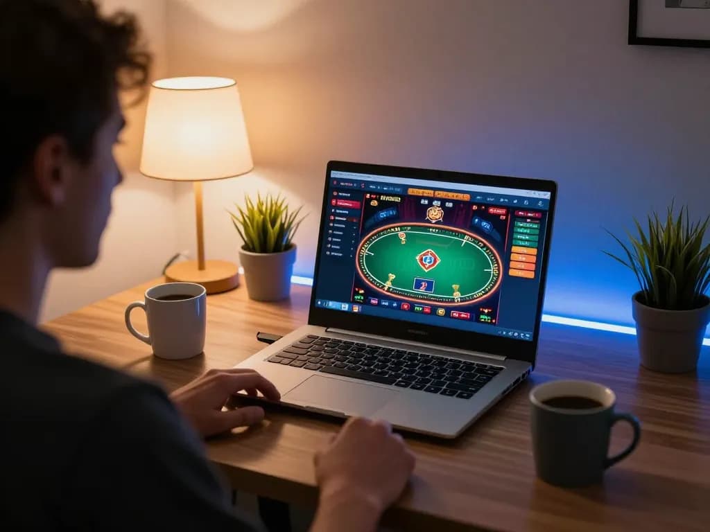 Engaging online casino gameplay from the best widget store, showing a player focusing on a poker game interface.