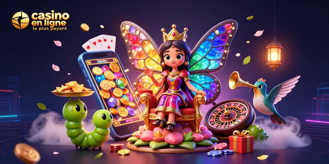 Gagnez gros avec le casino en ligne le plus payant illustré par une reine papillon et des jeux captivants.