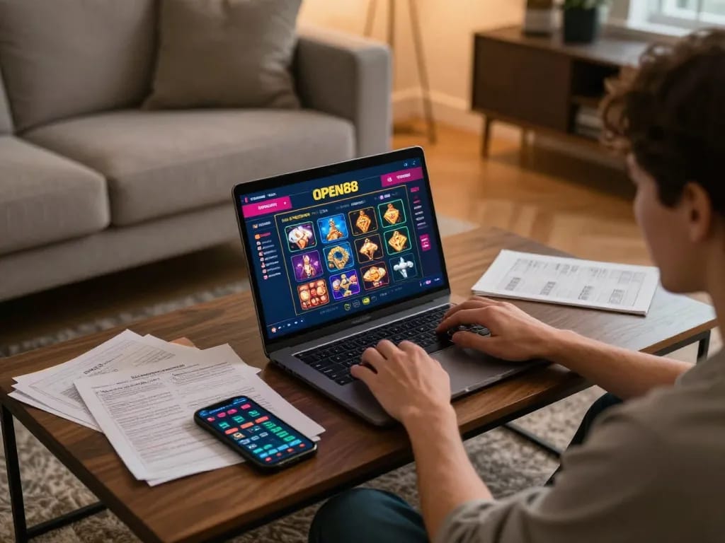 Engaging gaming session on open88 platform with vibrant casino interface and strategic notes