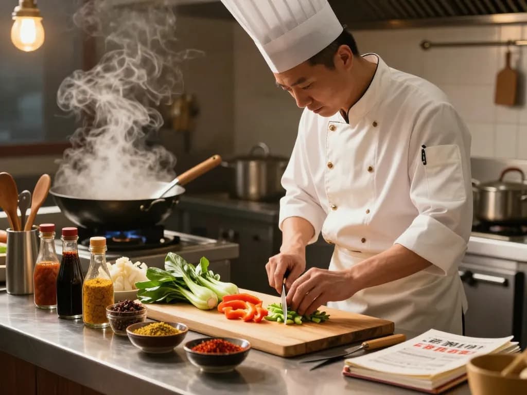 Chef preparing authentic Chinese cuisine at Chamber Red Chinese Bistro featuring 88Pulsa ingredients.