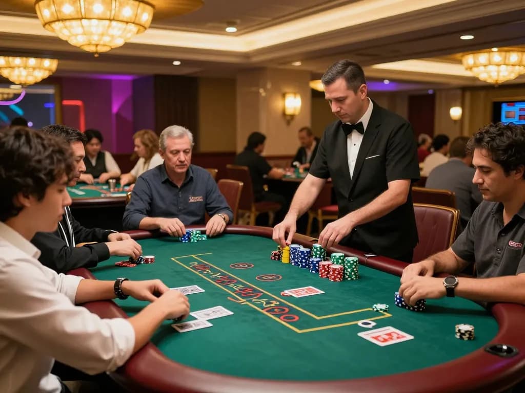 Players strategizing at a TG88 blackjack table with vibrant lighting and action.