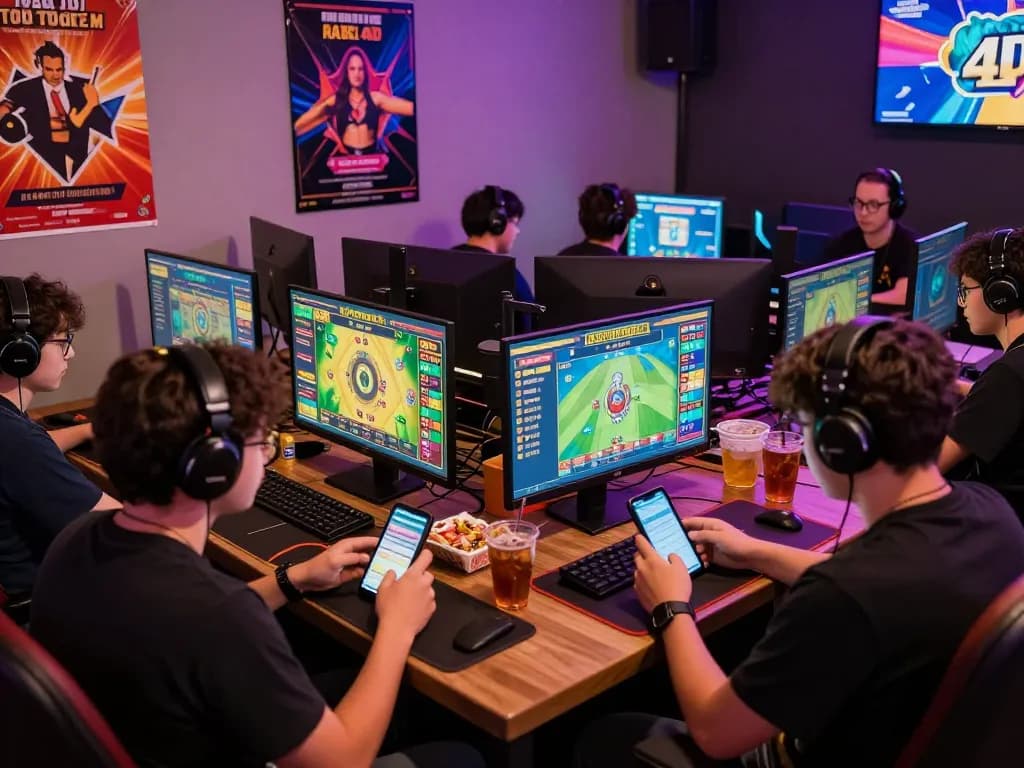 Players engaging in a lively bayitoto Toto Togel 4D game session, showcasing excitement and community