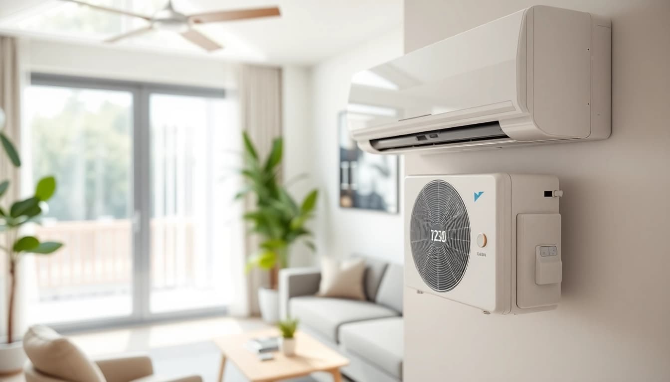 Showcasing a daikin mini split ac in a contemporary living space, highlighting its sleek design and efficient cooling.