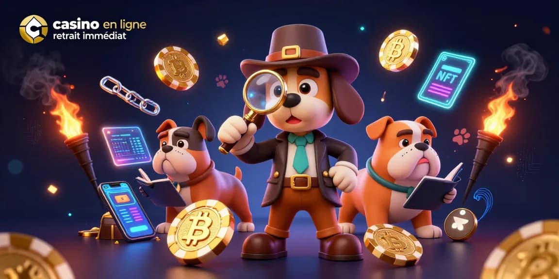Profitez de jeux au casino en ligne avec retrait immédiat grâce à un détective et ses indices lumineux.
