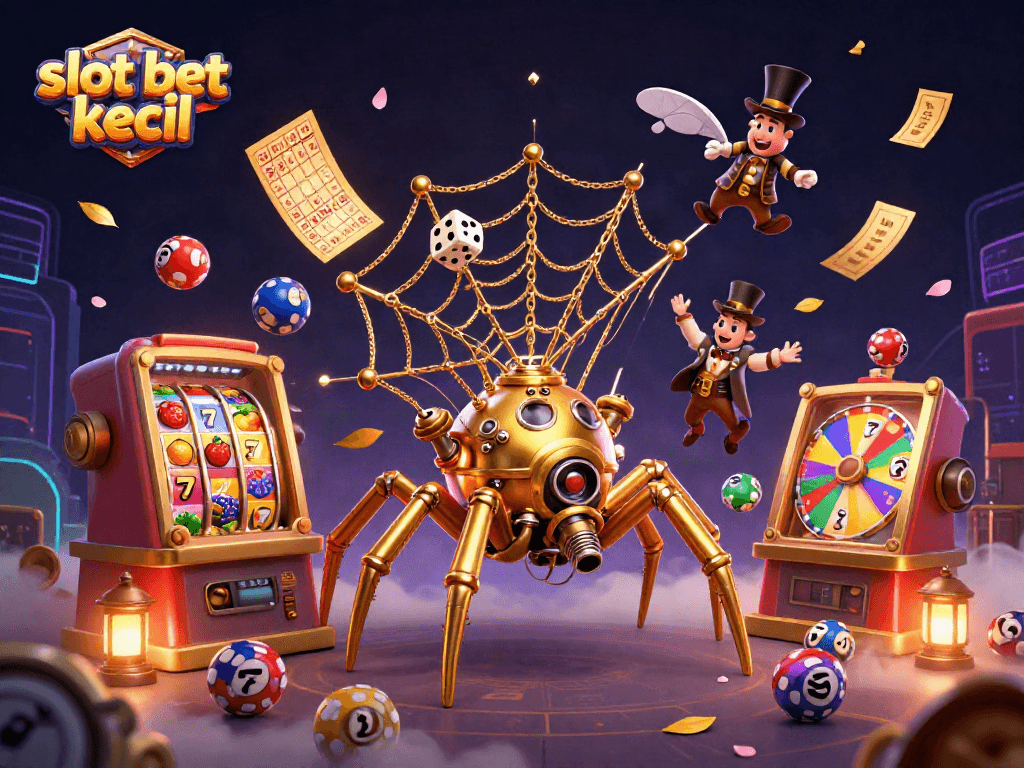 Engage with slot bet kecil through a vibrant steampunk casino web scene of excitement and luck.