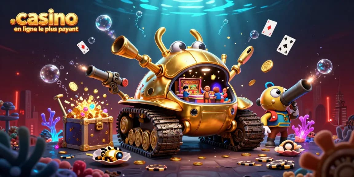 Découvrez le casino en ligne le plus payant avec une illustration captivante de machines à sous et roulettes.