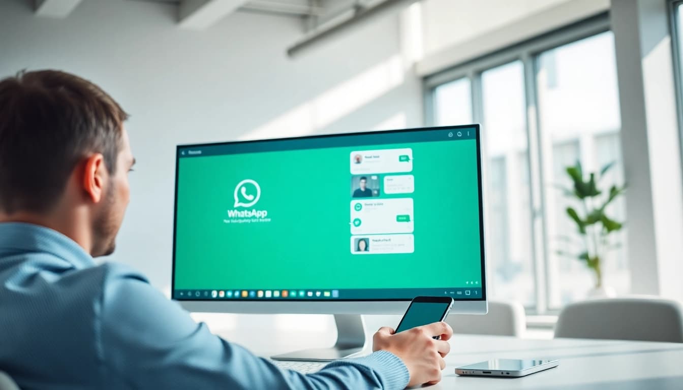 Experience seamless communication with WhatsApp Web on a modern desktop setup.