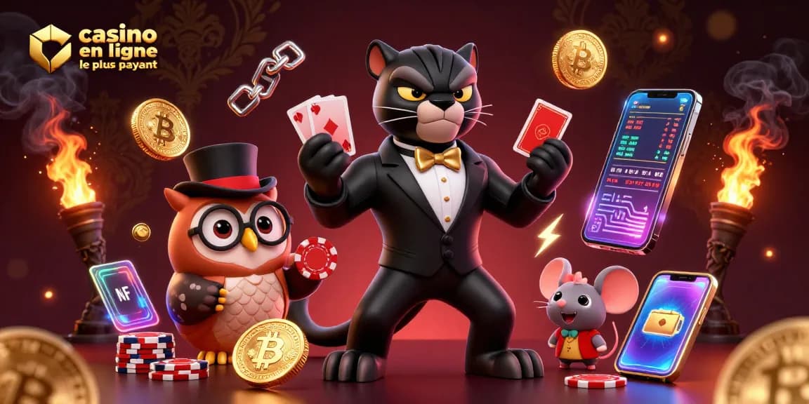 Jouez au casino en ligne le plus payant avec des personnages animés, jetons de poker et crypto-monnaies dans un environnement riche et dynamique.