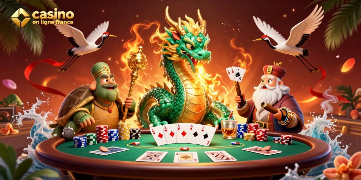 Découvrez les meilleures expériences de jeu sur un casino en ligne France avec des dragons et des cartes de poker.