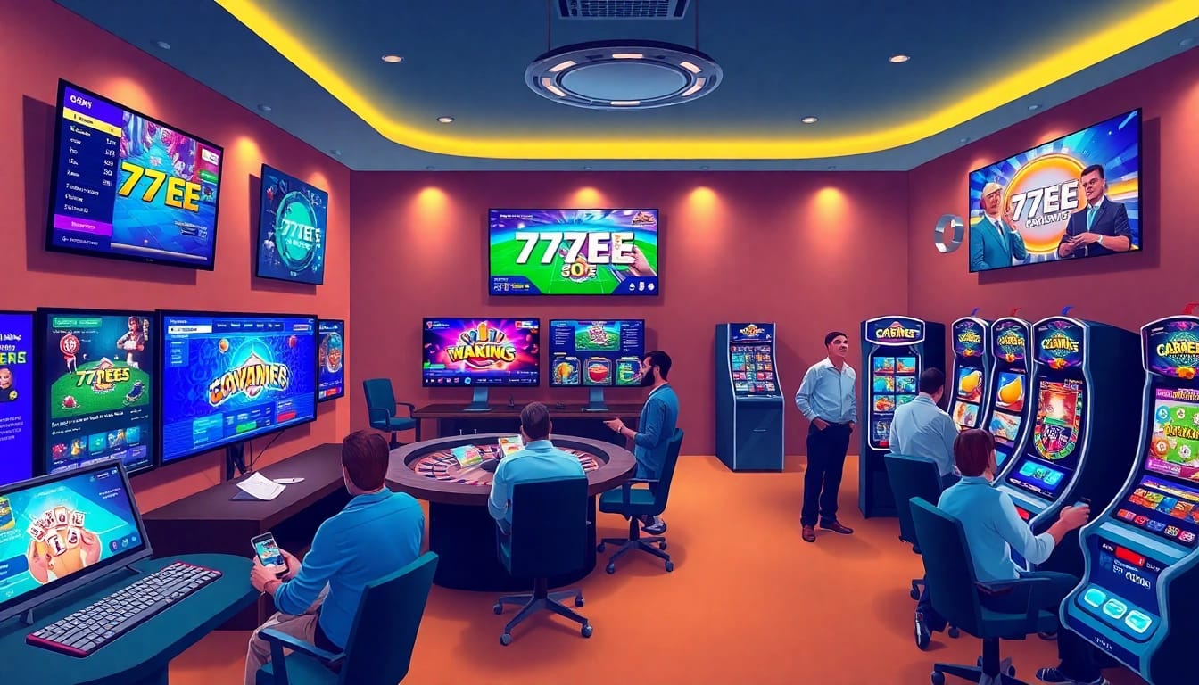 Dynamic gaming scene featuring 77EE's diverse betting options and engaging user experience.