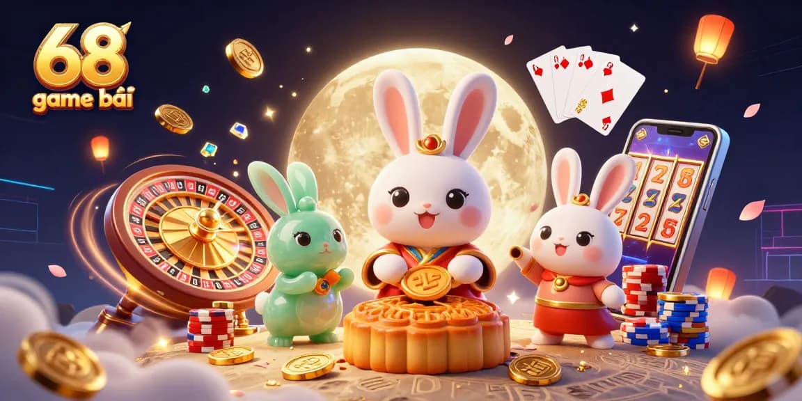 Spin and win with 68 game bài in a festive 3D casino celebration.