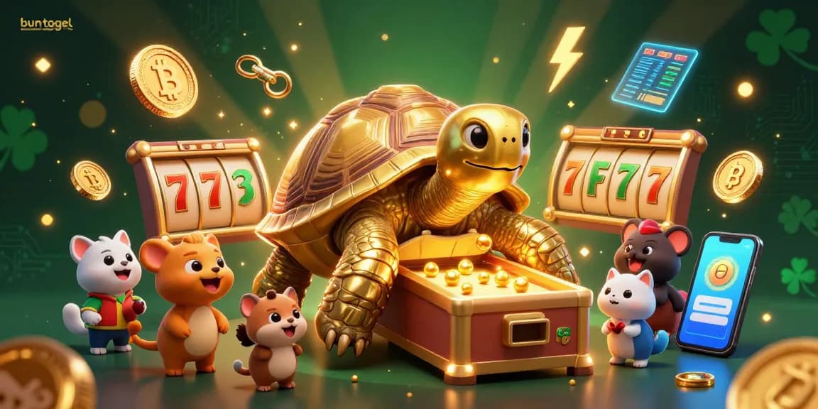 Play bun togel with excitement as characters engage in a vibrant slot game scene surrounded by dynamic gaming elements.