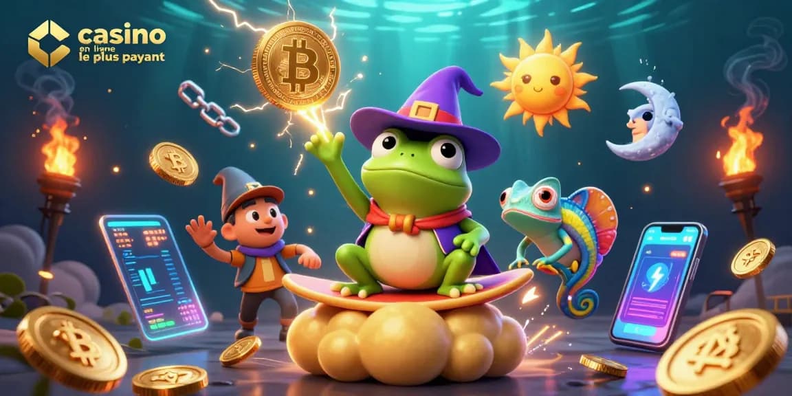 Profitez d'une illustration captivante de casino en ligne le plus payant avec des pièces d'or et des personnages fantastiques.