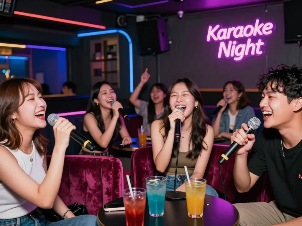 友達と一緒に歌って祝って楽しい夜を楽しむホーチミンカラオケ。
