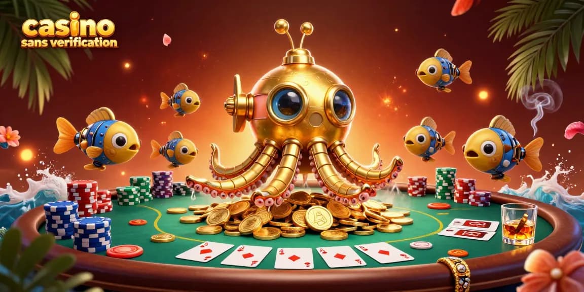 Jouez au casino sans vérification avec des cartes de poker et des jetons colorés tout en profitant d'une ambiance riche