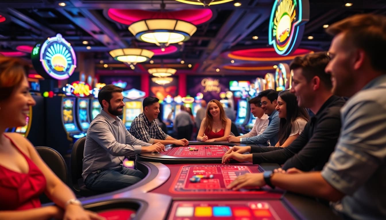 Engaging scene of Non gamstop Casino Uk showcasing vibrant gaming table action and players.