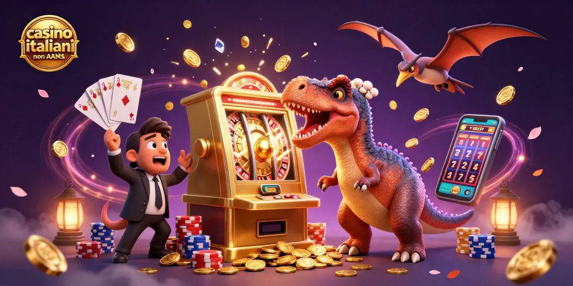 Gioco ai casino italiani non AAMS con un pachycephalosaurus che colpisce una slot machine per vincere monete d'oro.