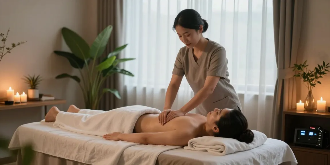 논현동마사지 전문 센터에서 전문 관리사가 고객에게 편안한 마사지를 제공하는 모습