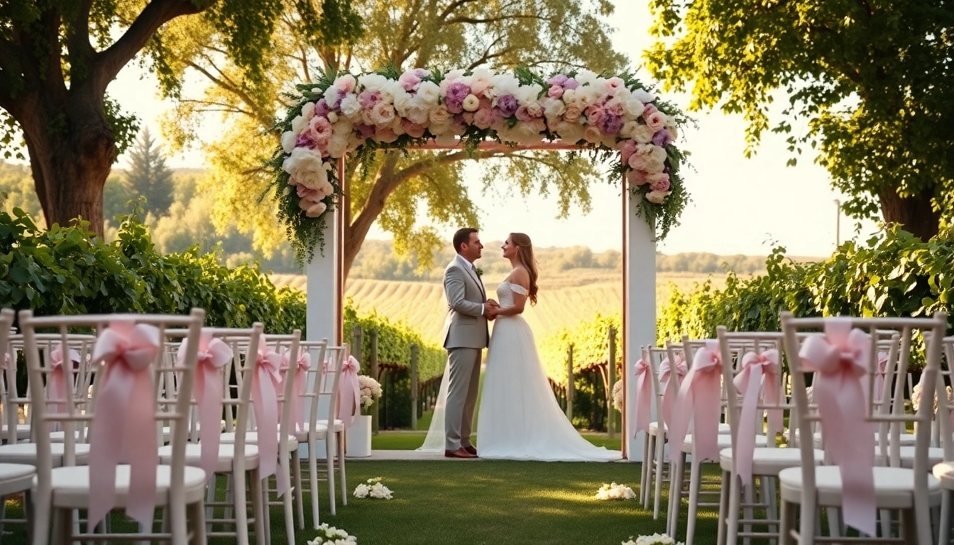 Couples celebrating at stunning Clarksburg Wedding Venues during a serene outdoor ceremony.