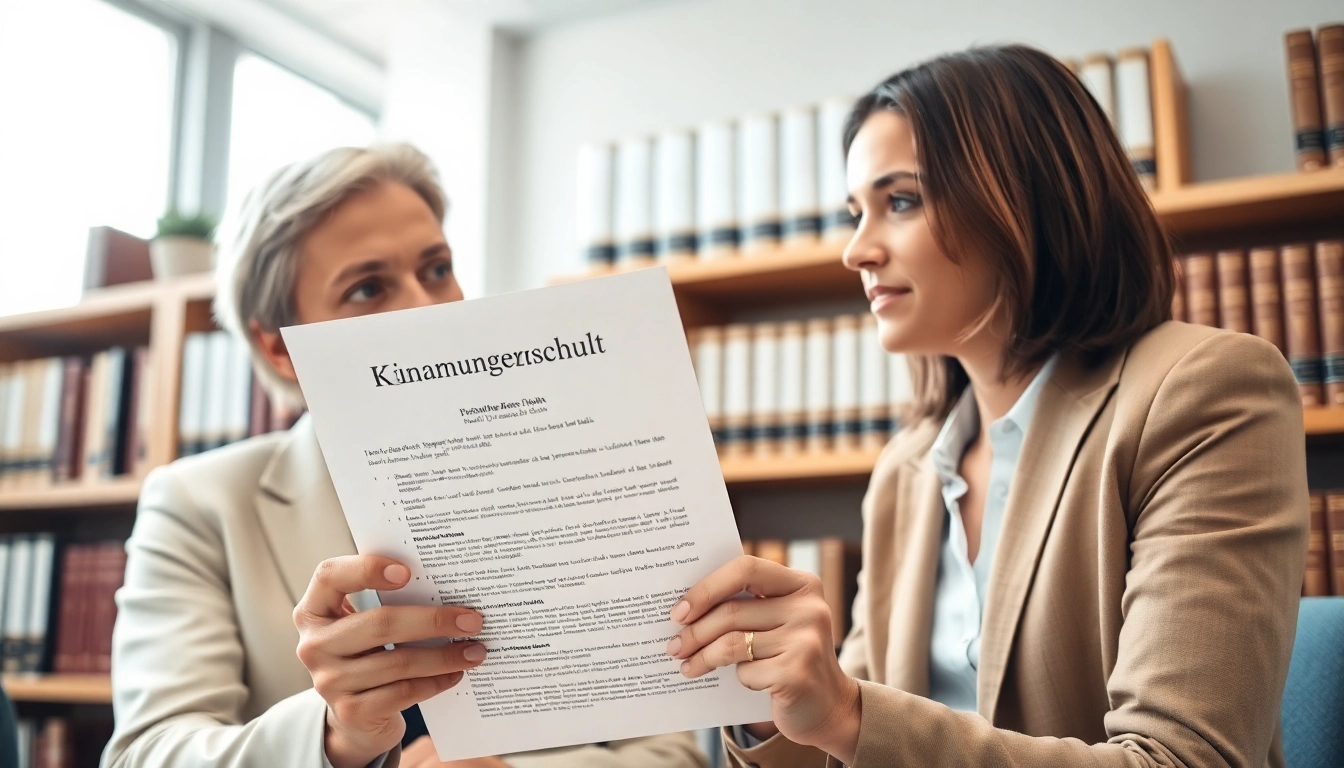Kündigungsschutz Beratung durch einen Anwalt in einem Büro mit rechtlichen Dokumenten.
