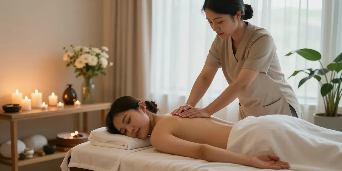 당진마사지 전문 마사지실에서 고객에게 편안한 마사지를 제공하는 모습