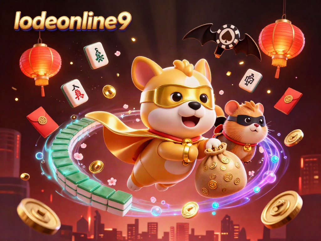 Experience the excitement of lodeonline9 as a superhero dog and hamster duo soar through a vibrant casino-themed explosion.