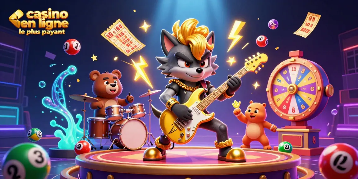 Image illustrant une rock star loup sur scène, symbolisant le casino en ligne le plus payant.