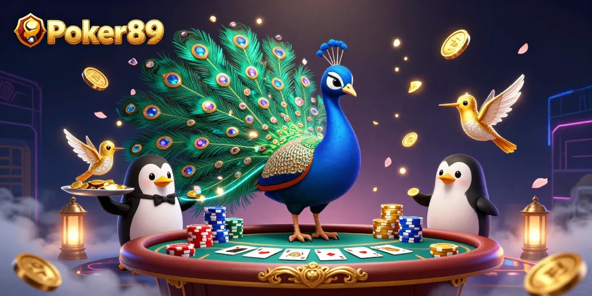 Experience thrilling poker action with Poker89, showcased by unique characters and dynamic game elements.