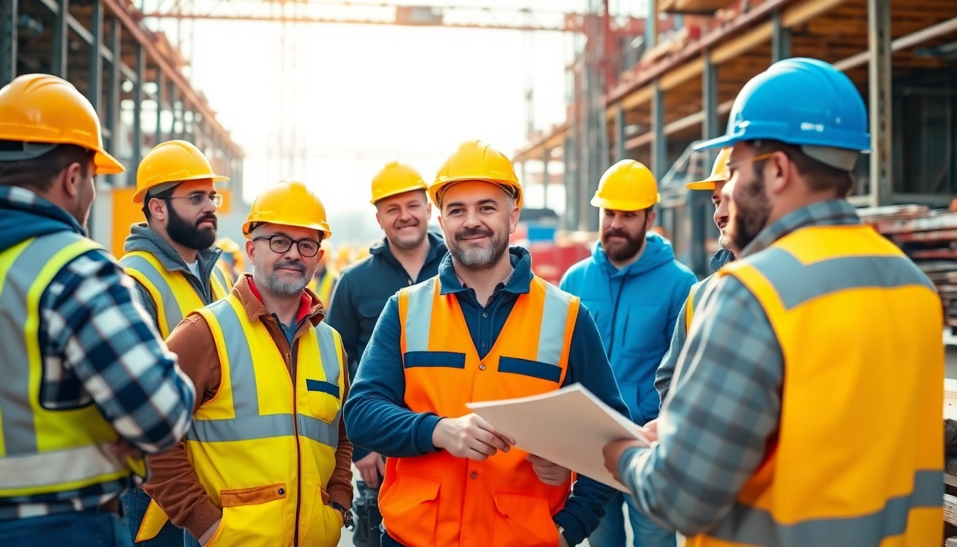 Team of experts from tennessee construction association collaborating on a vibrant construction site.