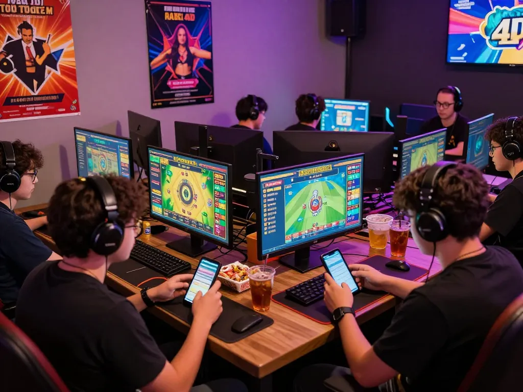 Players engaging in a lively bayitoto Toto Togel 4D game session, showcasing excitement and community