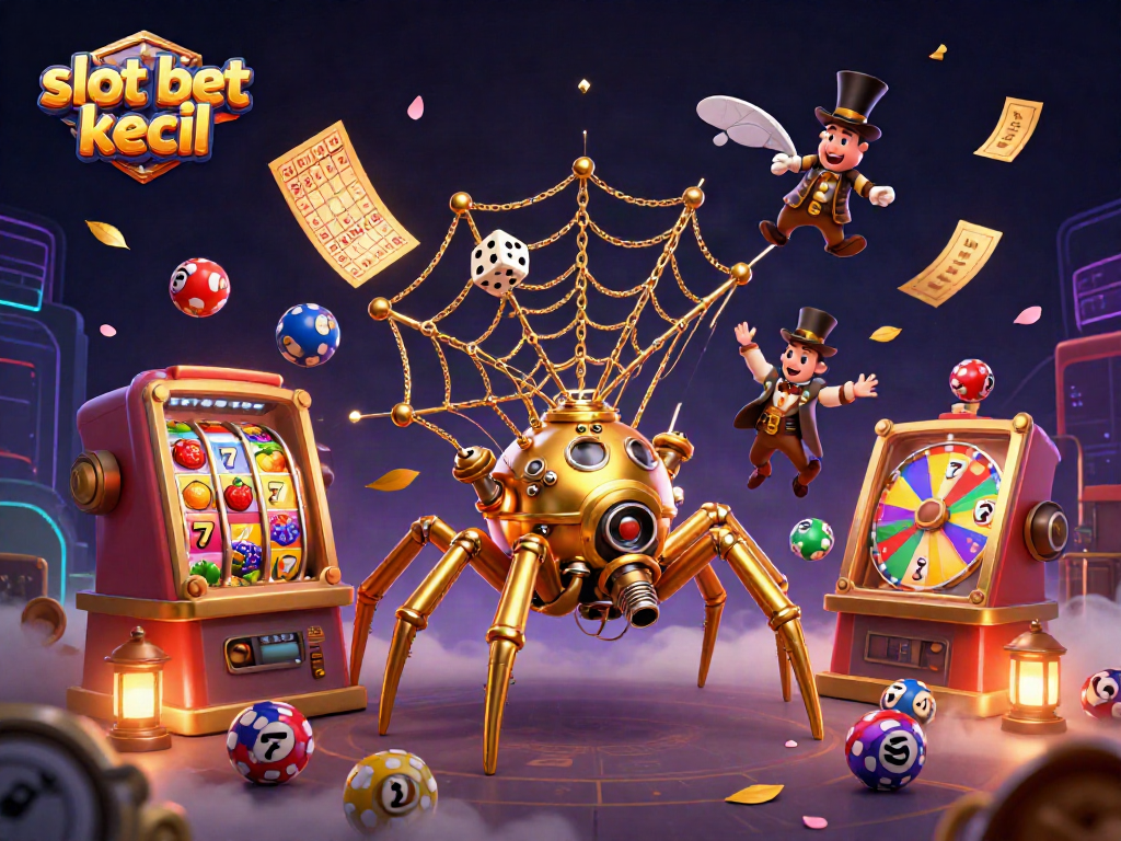 Engage with slot bet kecil through a vibrant steampunk casino web scene of excitement and luck.