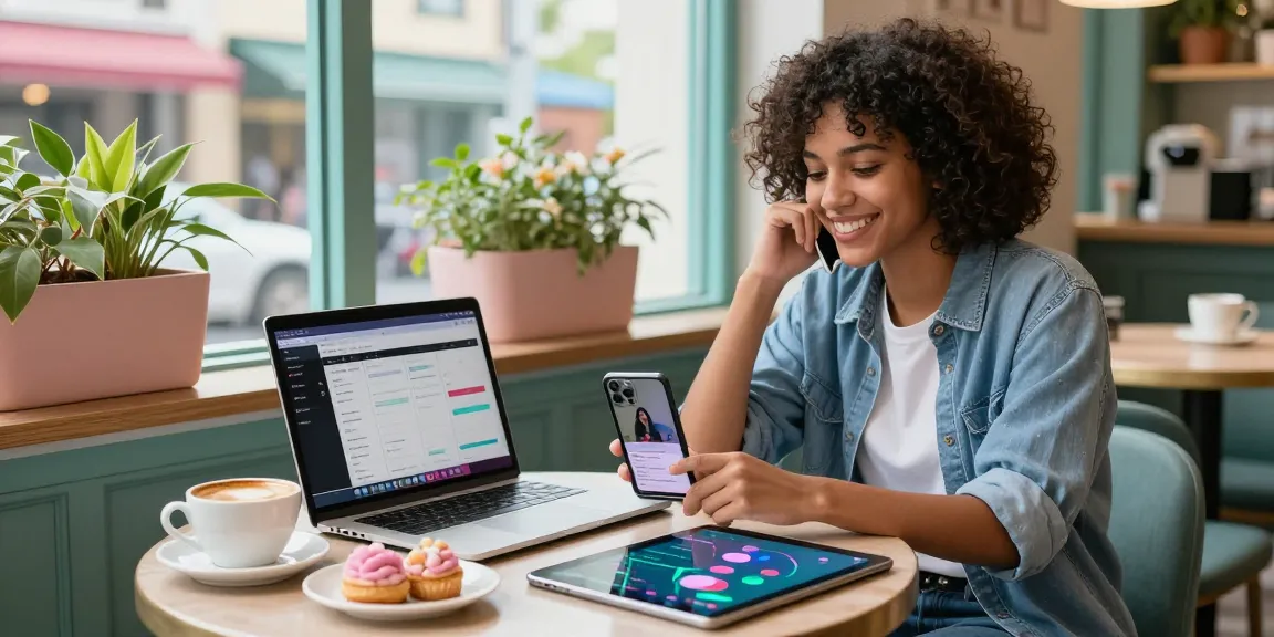 Engaging influencer strategy for echte follower kaufen tiktok amidst vibrant café setting, showcasing social media devices.