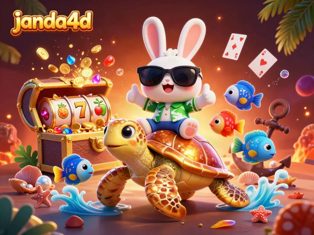 Menangkan peluang besar dengan janda4d di tengah harta emas dan simbol slot yang berkilauan
